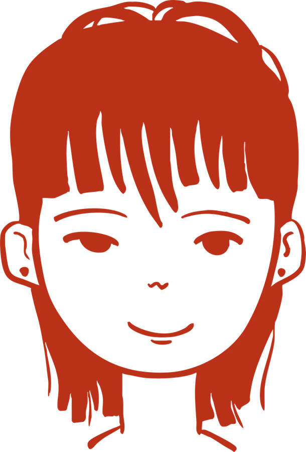Ilustración de la chica de Ppang en rojo